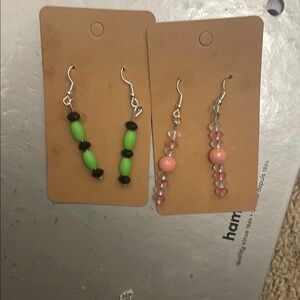 Green and Black Beaded Earrings